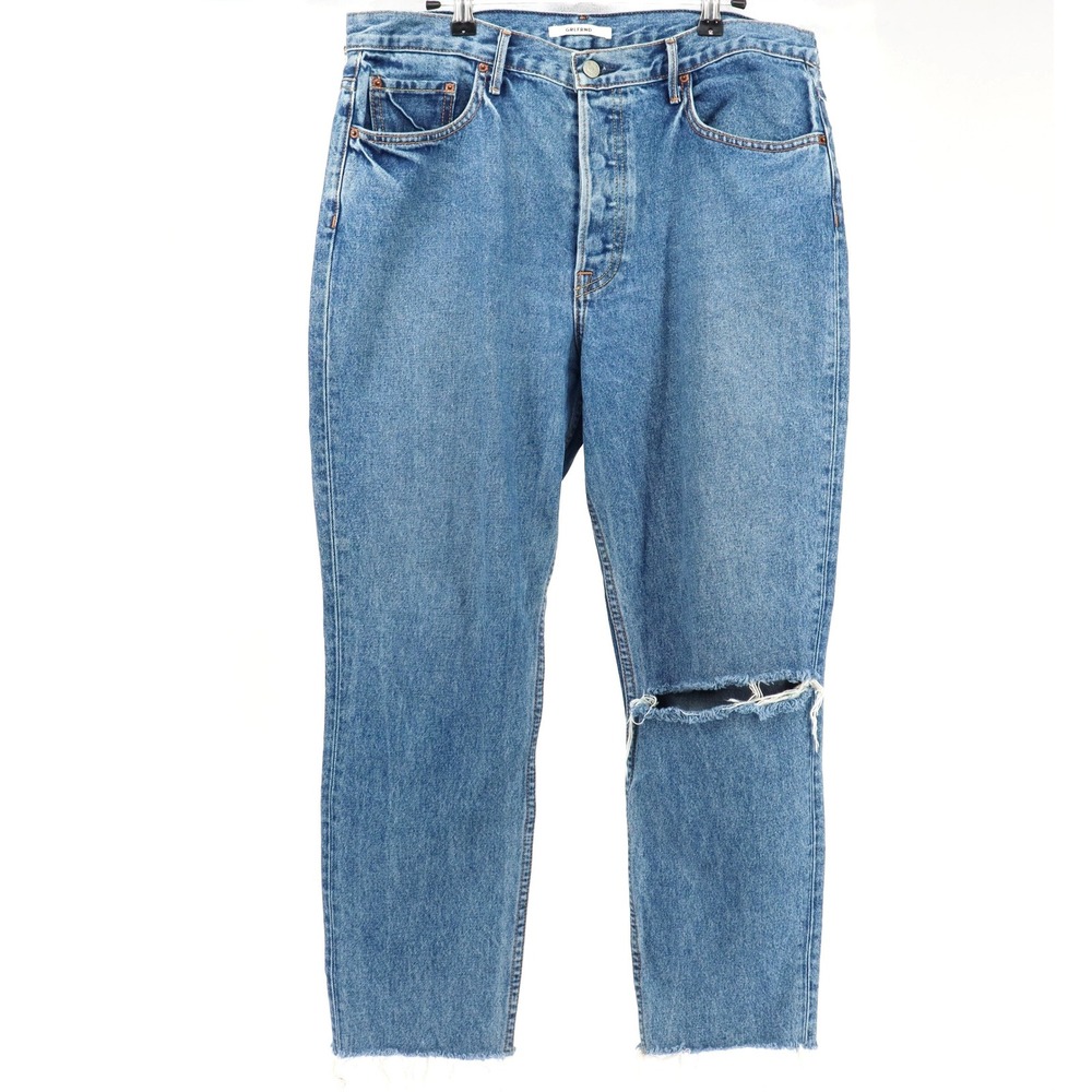 GRLFRND Womens Karolina High Rise Jeans Sienna Distressed Raw Hem Size 31